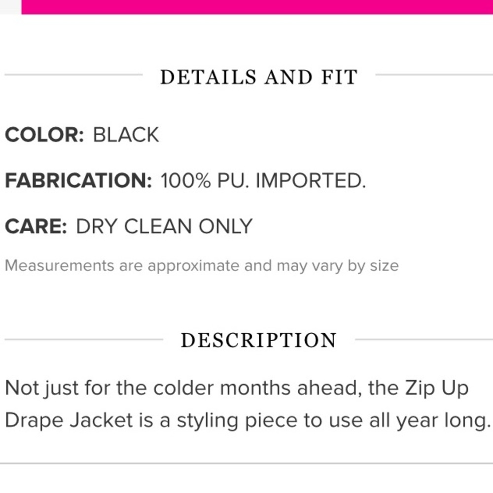 NWT Size Small JustFab Black Faux Leather Zip Up Drape Jacket - Picture 7 of 7